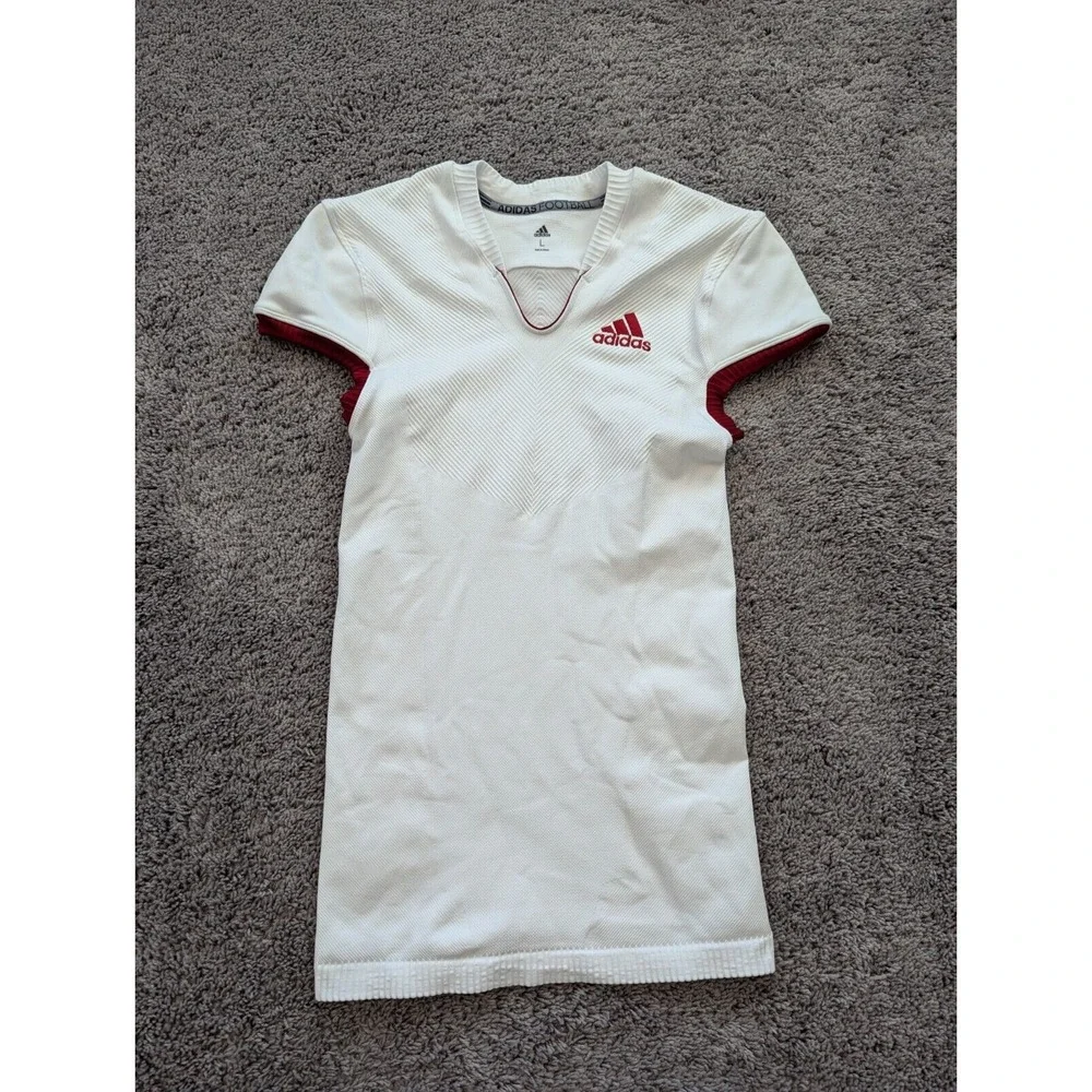 Adidas Football Jersey Mens‎ Small White CDN J Athletic Sports V-Neck